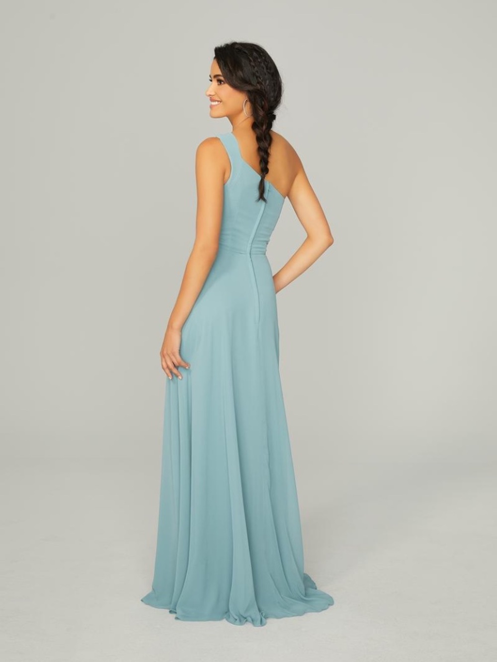 MORI LEE CORNFLOWER BLUE CHIFFON GOWN SIZE 12 - Picture 3 of 3